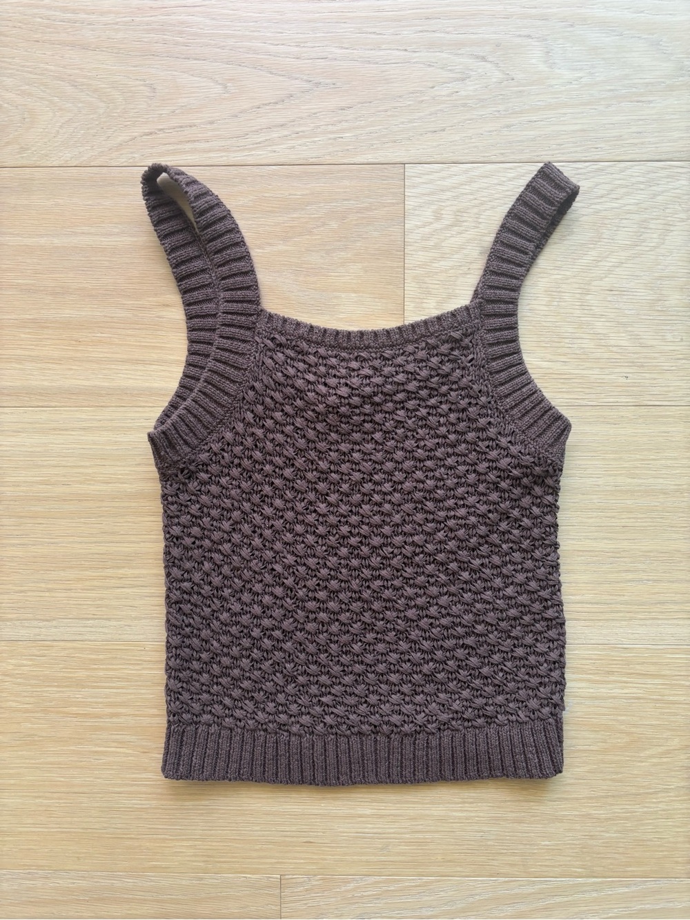 J.Crew Basket Stitch Crochet Sweater Tank Dark Fudge Brown XS